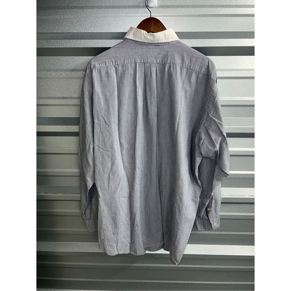 Navy & White Polo Ralph Lauren Button Contrast Collar Down Shirt Size XL - Picture 8 of 8